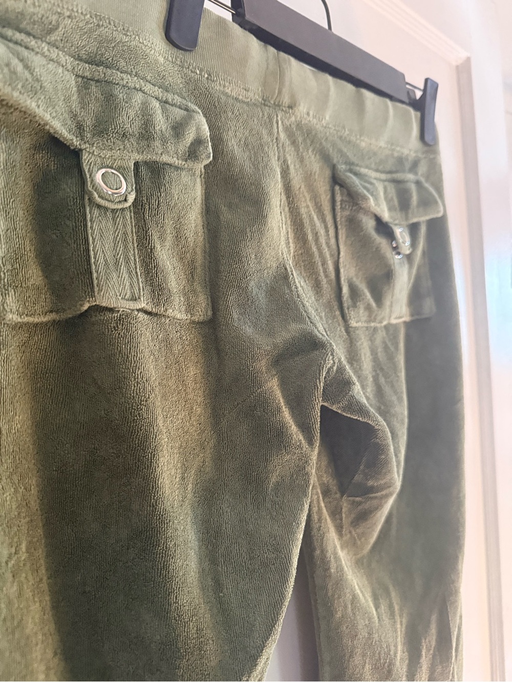 Juicy Couture Olive Green Valor Pants with Button Flap Pockets